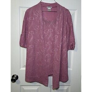 Belle Amie Women’s 3/4 Sleeve Cardigan Blouse Pink Size Medium NWOT